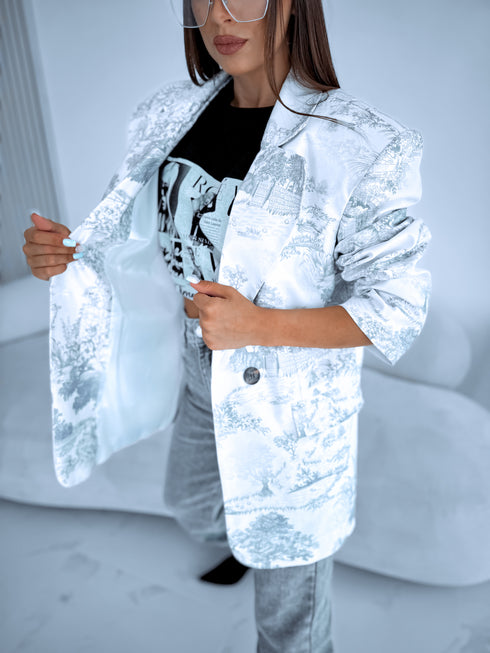 "LUXURY GEISHA" žakete - pelēka ar baltu